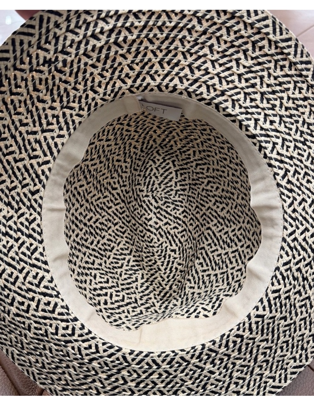 LOFT Black and Cream Patterned Straw Hat - Picture 6 of 6